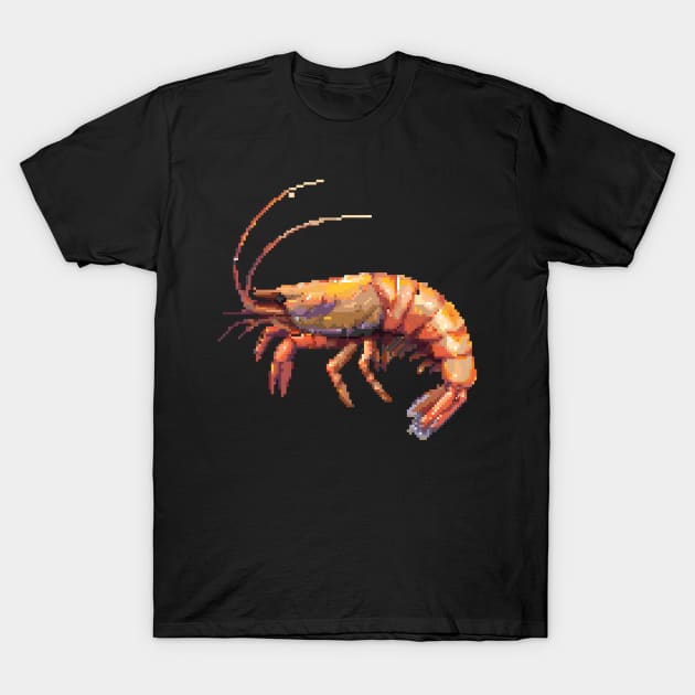 Pixelated Shrimp Artistry T-Shirt by Animal Sphere